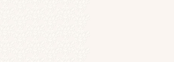 Fototapeta premium ダマスク風の模様 横長のアイボリー背景