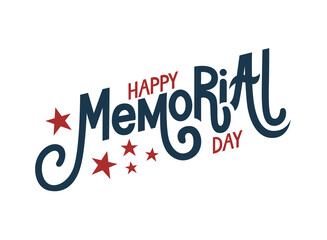 Memorial day hand lettering greeting card with letters in retro style