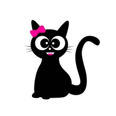cute black cat illustration vector