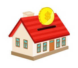 Investment home House and dollar coin