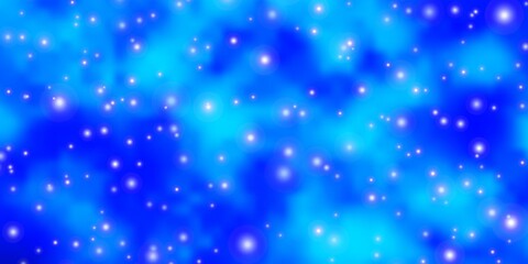 Light BLUE vector background with small and big stars.