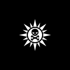 Sun radiation warning icon isolated on dark background