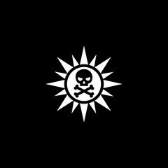 Sun radiation warning icon isolated on dark background