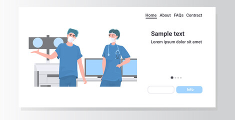 Fototapeta na wymiar surgeons couple preparing to surgical operation in operating room doctors wearing professional uniform medical staff in hospital surgery preparation concept horizontal portrait copy space
