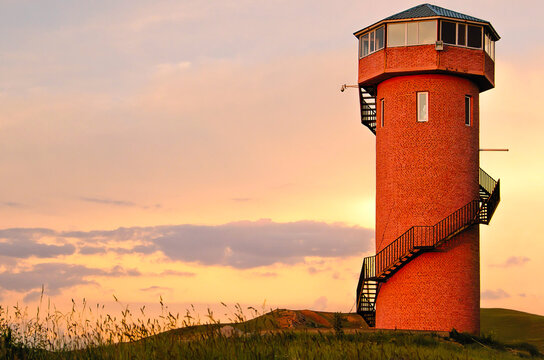 Amazing view of the lighthouse at sunset