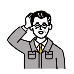 作業服　男性　ミドルエイジ 　提案　空欄　空白　ポップ　手描き
