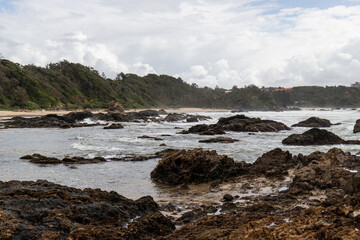 Nobbys Beach, Port Macquarie view on a cloudy day.