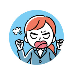 スーツを着た女性のアイコン(怒り)