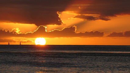 Sunset over the ocean (seen in Saint Vincent and the Grenadines)