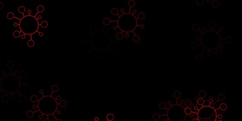 Dark orange vector pattern with coronavirus elements.