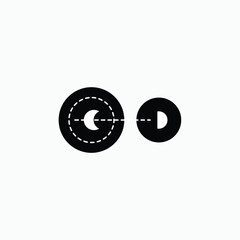 half moon and dark crescent moon orbit.Space moon star astronomy Planet eclipse abstract sun dark abstrak, vector, symbol, logo, icon, sign, Illustration Minimalist.