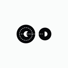half moon and dark crescent moon orbit.Space moon star astronomy Planet eclipse abstract sun dark abstrak, vector, symbol, logo, icon, sign, Illustration Minimalist.