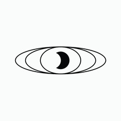 dark crescent moon in circular orbit.Space moon star astronomy Planet eclipse abstract sun dark abstrak, vector, symbol, logo, icon, sign, Illustration Minimalist.