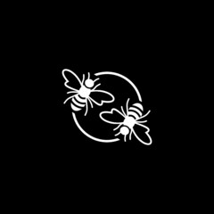 Bee logo icon isolated on dark background