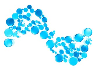 Welle aus blauen Luftblasen oder Perlen