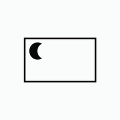 dark crescent moon flag. Space moon star astronomy Planet eclipse abstract sun dark abstrak, vector, symbol, logo, icon, sign, Illustration Minimalist.