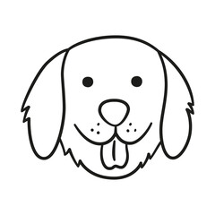 Cute retriever face. Dog head icon. Hand drawn isolated vector illustration in doodle style on white background
