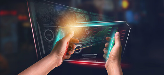 Digital of Virtual analysis chromosome DNA test of human in situations disease COVID-19 virus on hands in 3D illustration. Of free space for texts.