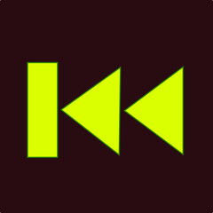 Skip to the start or previous file track chapter button in yellow color with dark background