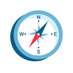 Compass flat illustration. Vector isolated on white.