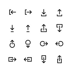 Download, upload vector arrow icons. Pixel perfect
