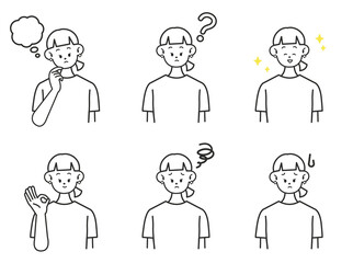 色んな女性 表情パターン 