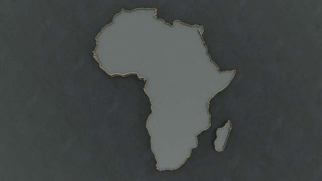 3D animation of the map of africa continent