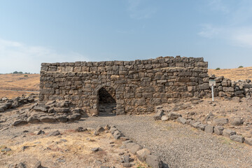Ancient dwellings at Korazim National Park. Remains of ancient Jewish town in Israel.
