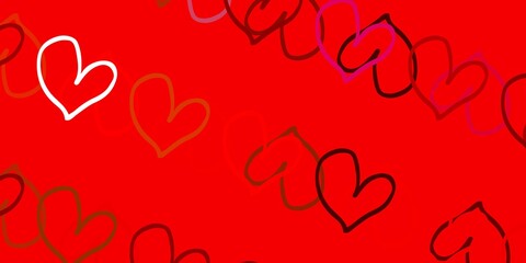 Light Red, Yellow vector pattern with colorful hearts.