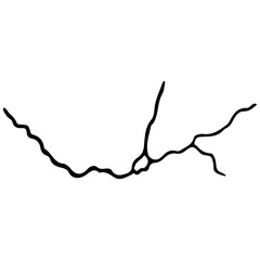 Kintsugi crack. Earthquake and ground cracks, hole effect, craquelure and damaged texture. Vector illustrations can be used for kintsugi decorations, topics earthquake, crash, destruction.