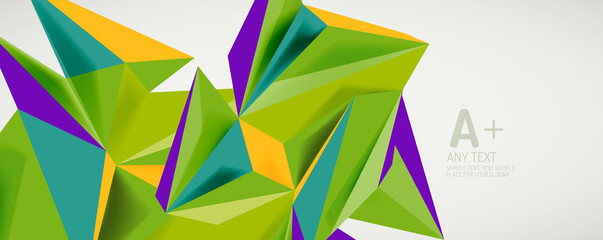 Vector triangle geometric backgrounds. Low poly 3d shape on light backdrop. Vector illustration for covers, banners, flyers and posters and other designs