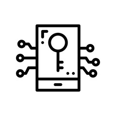 Mobile Security icon in line style isolated on white background. EPS 10