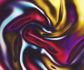 Iridescent vibrant liquid background texture. Fluid Colorful waves abstract render. Shiny acid with smooth folds like waves on a liquid surface.