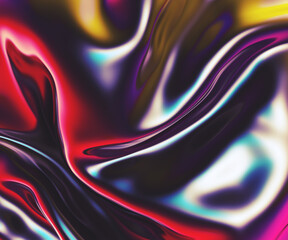 Fototapeta na wymiar Iridescent vibrant liquid background texture. Fluid Colorful waves abstract render. Shiny acid with smooth folds like waves on a liquid surface.