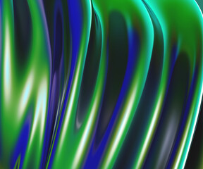 Iridescent vibrant liquid background texture. Fluid Colorful waves abstract render. Shiny acid with smooth folds like waves on a liquid surface.
