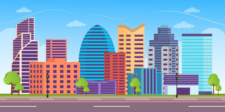 
A city background, editable illustration 

