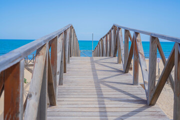 close-up of bridge in the beach