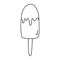 Ice cream sick, black and white doodle illustration