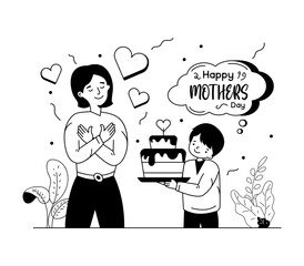 
Cake for mom to show affection, glyph illustration 

