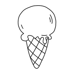 Ice cream cone doodle sketch vector illustration