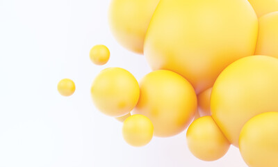 3d render of abstract yellow spheres ball , abstract composition background