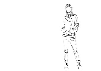 fashion young model in style dress