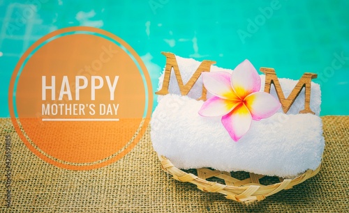 Happy Mother's day logo on spa concept background, vintage tone style