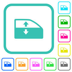 Car electric window winder vivid colored flat icons