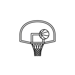 Basketball backboard, hoop and ball vector line icon © eyewave