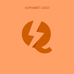 alphabet icon logo simple with thunderstorm or lightening bolt