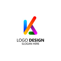 colorful letter K and letter A for business logo design