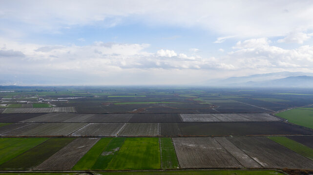A beautiful panoramic shot of a landscape full of green grass.