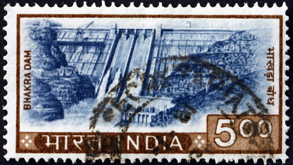 Postage stamp India 1976 Bhakra Dam, Punjab