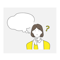 何かを考える女性のイラスト